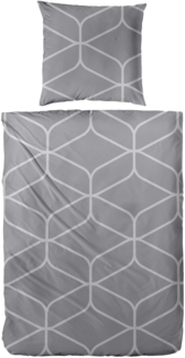 Primera Edelflanell Bettwäsche 155x220 Retro Muster grau silber 174149-88