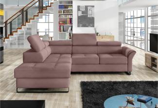 Stylefy Aventine Ecksofa Strukturstoff Rosa Links