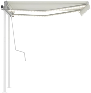 vidaXL Markise Manuell Einziehbar mit LED 3x2,5 m Creme 3069902
