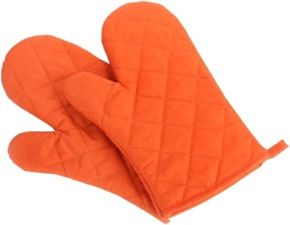 Ofenhandschuhe, hochwertige hitzebeständige Küchenhandschuhe aus Baumwolle und Polyester, gesteppt, übergroße Handschuhe, 1 Paar, Orange
