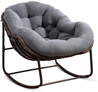 LVHOM Schaukelstuhl mit gepolstertem Kissen, Rattanstuhl mit Stahlrahmen, Lounge Sessel (Großformat B110.5cm x T94.5cm x H80cm,Dicke Kissen,160kg Tragfähigkeit, MEHRE FARBEN MEHRE OPTIONEN! Schaukelsessel umhüllendem Sitzgefühl & hoher Armlehne, 1 St),...