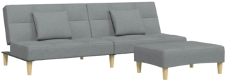 vidaXL Schlafsofa 2-Sitzer mit Fußhocker Hellgrau Stoff 3258103