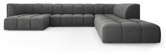 Micadoni Modulares Panorama Ecksofa Serena 7-Sitzer Strukturierter Stoff, Dunkelgrau