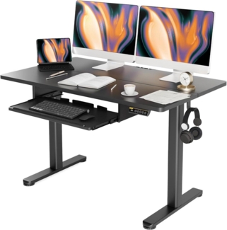Höhenverstellbarer Schreibtisch Elektrisch Tastaturablage 120x60 cm Schwarz