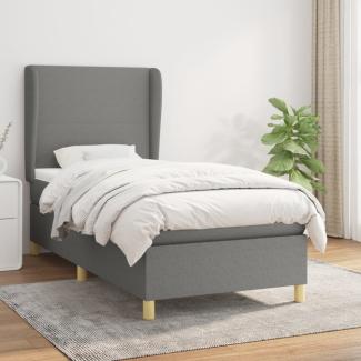 Boxspringbett mit Matratze Stoff Dunkelgrau 90x190 cm, Härtegrad: H2 [3128326]
