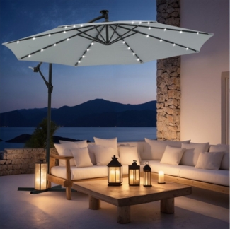 oyajia Sonnenschirm 3M Großer Runder Gartenschirm Terrassenschirm Aluminium Neigeschirm, UPF 50+ Wasserdichte Höhenverstellbar Sonnenschirm für Garten, Balkon