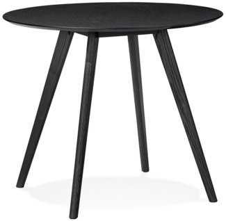 Kadima Design Runder Skandinavischer Tisch aus Eiche, ø 90 cm, bis zu 5 Personen. Schwarz