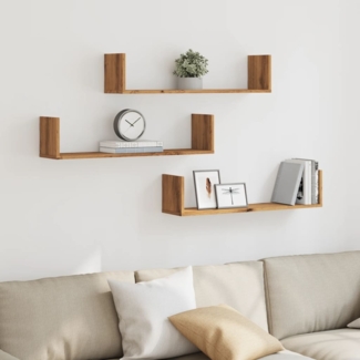 vidaXL Wandregale 3 Stk. Artisan-Eiche 80x18x18 cm Holzwerkstoff 853298