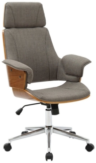riess-ambiente Bürostuhl MANHATTAN grau -Strukturstoff, Metall, Walnussholz, gepolstert, Rollen (Einzelartikel, 1 St), Strukturstoff · drehbar · ergonomisch · Armlehnen · höhenverstellbar