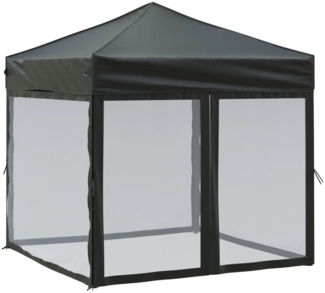 vidaXL Partyzelt Faltbar mit Seitenwänden Schwarz 2x2 m 93511