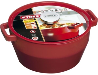 PYREX Slow Cook Bratentopf rund, mit Deckel, ø: 280 mm, rot