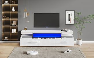 TV-Schrank Hochglanzfront Weiß 160 x 39 x 42 cm mit 3 Schubladen & 16-Farben LED