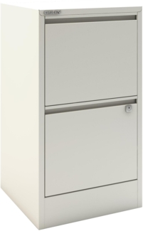 Bisley Home Filer Hängeregistraturschrank mit Schloss aus Stahlblech, 2 Schubladen, einbahnig - Hängeregisterschrank abschließbar, Hängeregistratur für Hängemappen - Farbe: weiß, HF2-696