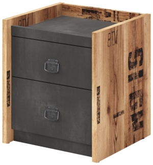Nachtkonsole Fargo Nachtschrank 45cm Canyon Alpine Spruce Raw Steel