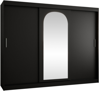 Kleiderschrank Samker 250 cm (Farbe: Schwarz, mit vier Schubladen)