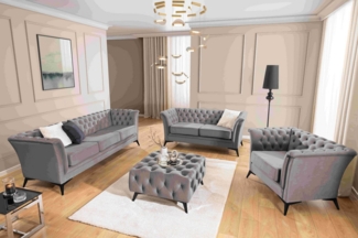 S-Style Möbel Polstergarnitur 3+2+1 Whitby, aus Samt mit goldenen, silbernen oder schwarzen Füßen