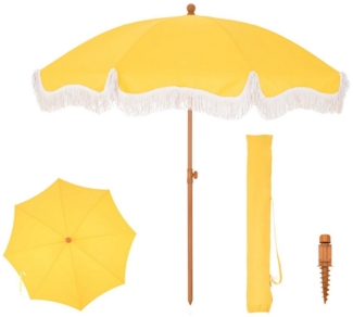 PHI VILLA Sonnenschirm, ideal für Strand- und Gartenaktivitäten, Stabiler Sonnenschirme für Sand mit Neigepfosten UV-Schutz 50+