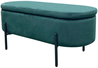 byLIVING Bank NOVA/Samt/Metall schwarz pulverbeschichtet/Polsterbank mit Stauraum/B 95, H 42, T 37,5 cm (Samt, dunkelgrün)