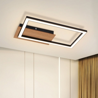 ZMH LED Deckenleuchte Wohnzimmer 3000K Schwarz Rechteckig Retro Deckenlampe Schlafzimmer, Einfache Installation, ohne Leuchtmittel, Warmweiß, 1 Flammig Augenschutz Flurlampe für Küche Esszimmer
