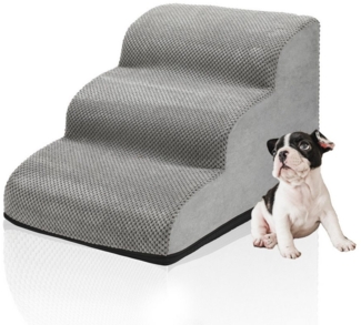 Clanmacy Haustiertreppe Hunderampe Hundetreppe 3 Stufen Einstiegshilfe Katzentreppe, Anti Rutsch