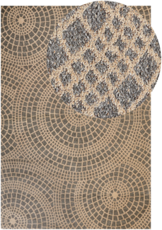 Teppich Jute beige grau 200 x 300 cm geometrisches Muster Kurzflor ARIBA