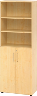 bümö Aktenregal & Schrank abschließbar, Büroschrank Regal Kombination Holz 80cm breit in Ahorn - abschließbarer Schrank für's Büro & Arbeitszimmer, Büro Möbel Ordnerschrank, 968T3-3-3-BS