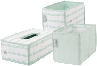 roba Pflegeorganizer-Set 'Happy Cloud' - 2 Boxen für Windeln & Zubehör - 1 Feuchttücherbox - Mint / Weiß