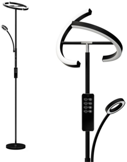 Auralum LED Stehlampe 20W+7W LED Stehleuchte Dimmbar Leseleuchte Deckenfluter Lampe, Kaltweiß, Warmweiß, Neutralweiß, mit Fernbedienung & Touch-Steuerung