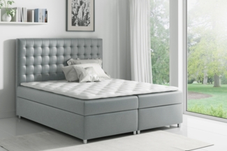 99rooms Fortuna Boxspringbett Strukturstoff 140x200 cm Grau