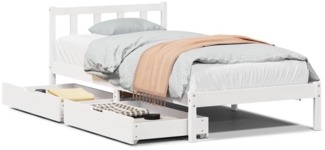 vidaXL Massivholzbett ohne Matratze Weiß 75x190 cm Kiefernholz 3301460