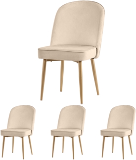 Merax Esszimmerstuhl (Set, 4 St), 4er Set Polsterstühle Wohnzimmer, moderne beige Samt-Esszimmerstühle, Küchenstühle Eisengestell, Beige
