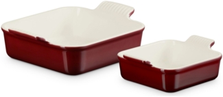 LE CREUSET Auflaufform Auflaufform Tradition quadratisch garnet 2tlg, Steinzeug