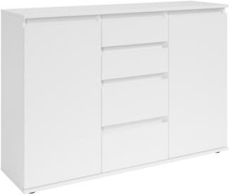 Sideboard >Brest< 2 Türen, 4 Schübe, in weiß - 119x84x35cm (BxHxT)