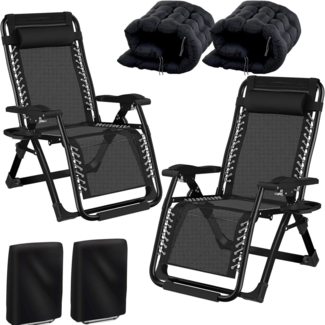 Fiutazge 2Pcs Sonnenliege Klappbar Gartenliege XXL Polsterung RüCkenlehne