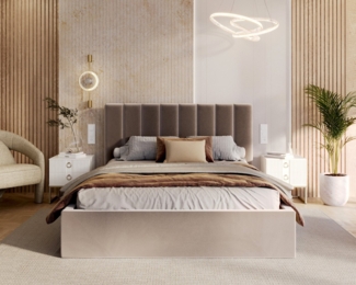 FDM Polsterbett Stauraumbett Bettgestell 90x200, 120x200, 140x200, 160x200, 180x200 cm (MADE IN EU - mit hochwertigem Velours Bezug, Bettrahmen, Bett, Optional mit Matratze bestellbar, mit großen gepolsterten Kopfteil, mit Bettkasten zum aufklappen), Me...