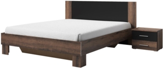Set Doppelbett Vera 160x200cm mit Nachtkonsolen monastery eiche / schwarz