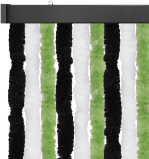 Flauschvorhang 56x185 Unistreifen schwarz - grün - weiß
