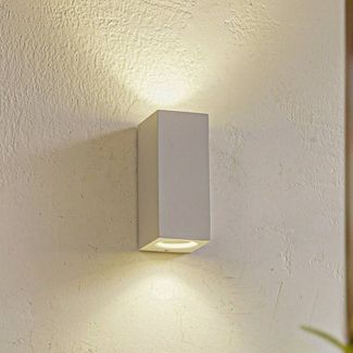 Lucande Außen-Wandleuchte Xava, Metall, Weiß IP65, 2 x 10 W LED