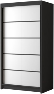 Kleiderschrank Letto IV 100 cm - Modern Schwebetürenschrank, Schiebetürenschrank mit Kleiderstange und Einlegeboden, Schlafzimmerschrank, Schiebetüren - 100 x 200 x 58 cm (Schwarz/Weiß)