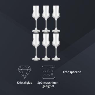 Peill+Putzler Germany 6er Set Grappekelche, 80 ml Volumen, Bierglas, Kristallgläser mit einem schlichten Design, Weingläser für Wasser, Saft & Cocktail, Trinkgläser