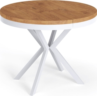 WFL GROUP Esstisch Cloud (erhältlich in 3 Größen – 90/100/120 cm ausziehbar auf 170/180/200 cm), platzsparender Tisch in Holzoptik für Küche, Esszimmer oder Wohnzimmer