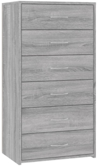 vidaXL Sideboard mit 6 Schubladen Grau Sonoma 50x34x96cm Holzwerkstoff 815364