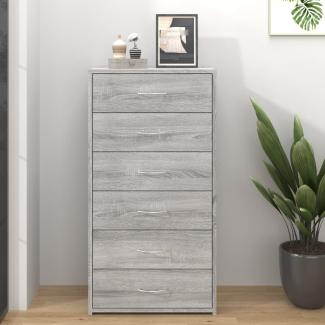 vidaXL Sideboard mit 6 Schubladen Grau Sonoma 50x34x96cm Holzwerkstoff 815364