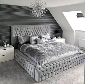 JVmoebel Polsterbett Doppel Betten Ehe Schlaf Zimmer Samt Hotel Neu Bett Polster Design (Doppelbett), Made in Europa