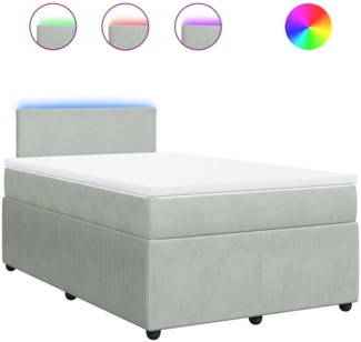 vidaXL Boxspringbett mit Matratze Hellgrau 120x200 cm Samt 3290004