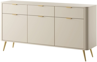 Selsey 'Oval' Sideboard 3-türig mit 3 Schubladen, beige, ca. 84 x 163 x 38 cm