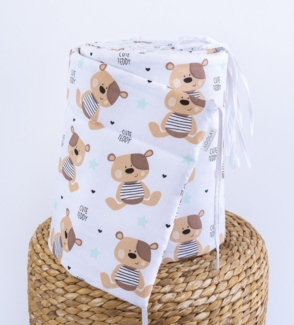Loolay Bettnestchen TEDDY Bär Baumwolle Atmungsaktives Babybett BETTUMRANDUNG Teddybär, (Bett 140x70cm - 420, 210 cm, 120x60cm - 360, 180 cm, Babyaussttatung Umrandung Kopfschutz Kantenschutz Bettschlange), Super PREMIUM Baby GESCHENK - 100% Natural Ba...