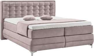Musterring Boxspringbett Dubai, Winkelfuß in Chrom, 3 Härtegrade, Kopfteil in Kassettensteppung