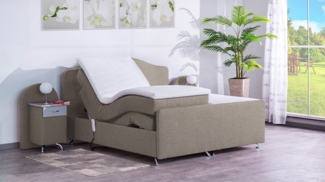 Meisterbetten Boxspringbett Epos 240x220 in W-Sahara, Matratzenbezug Nano, Ergoflex-Topper