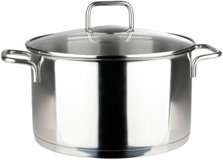 Edelstahl-Fleischtopf 6L mit Glasdeckel Kochtopf Suppentopf alle Herdarten